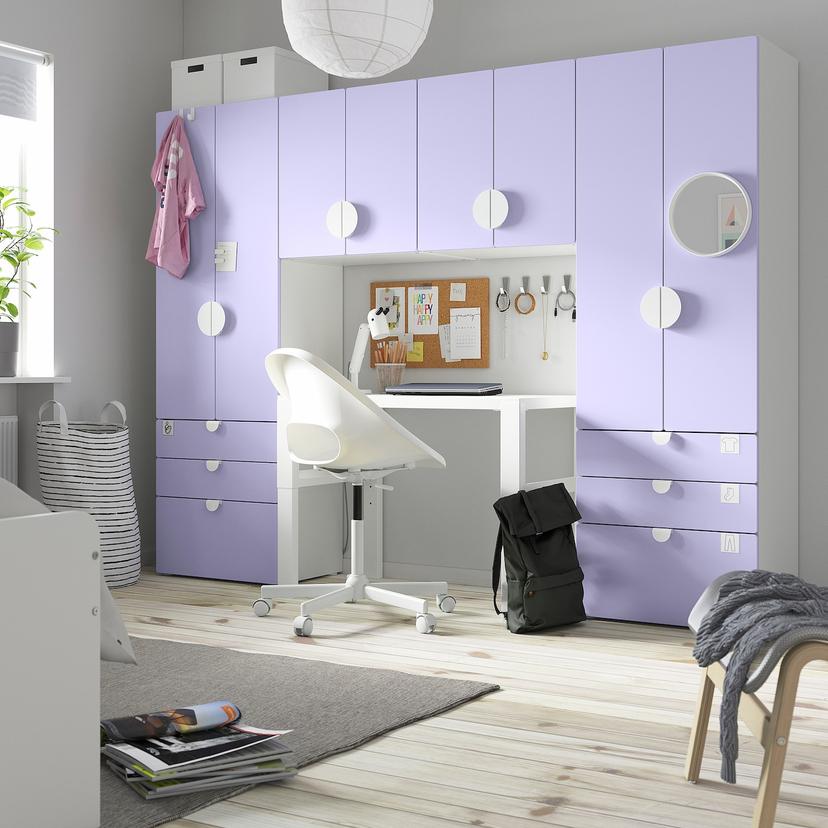SMÅSTAD / PLATSA — комбинация д/хранения, белый/сиреневый, 240x42x181 см