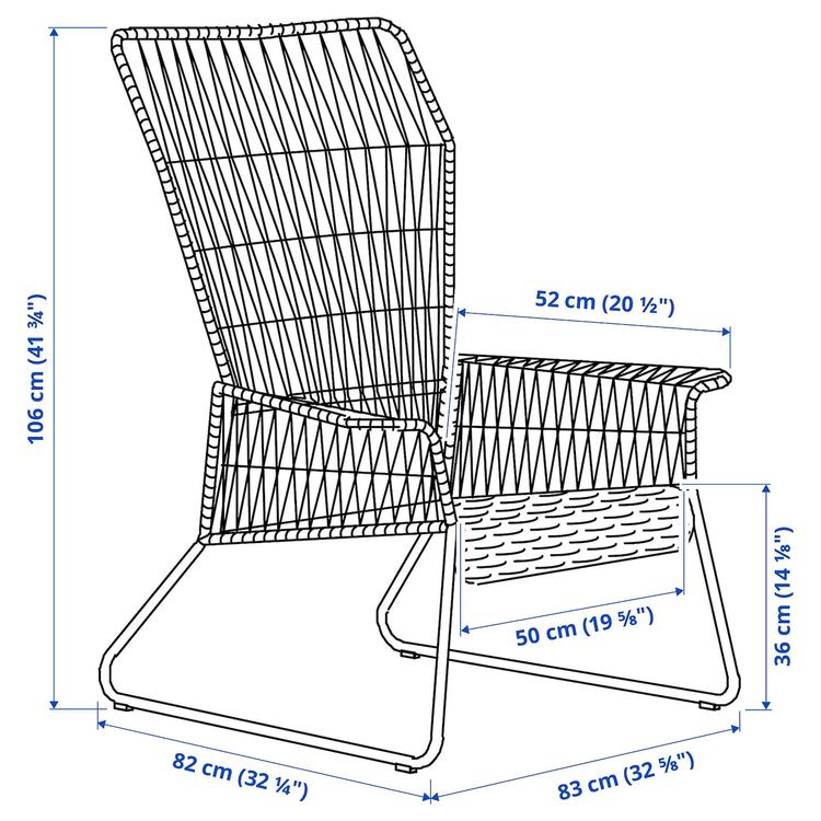 садовое кресло, антрацит dimensions