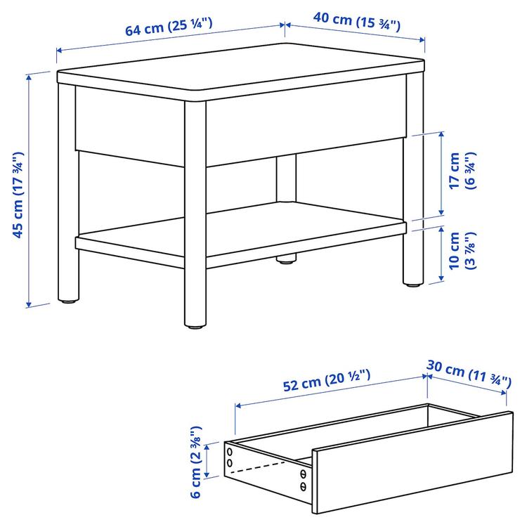 придиванный столик, дубовый шпон, 64x40 см dimensions