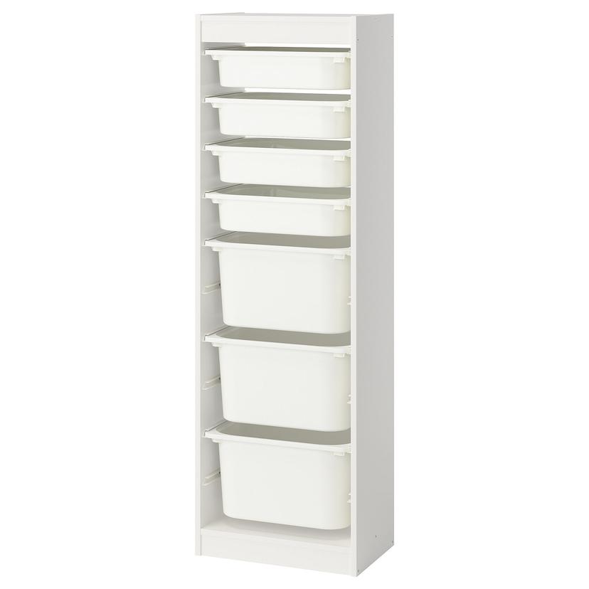 TROFAST — комбинация д/хранения+контейнеры, белый/белый, 46x30x145 см