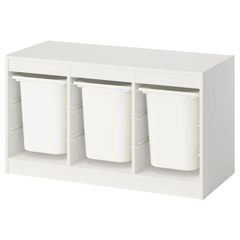 TROFAST — комбинация д/хранения+контейнеры, белый/белый, 99x44x56 см