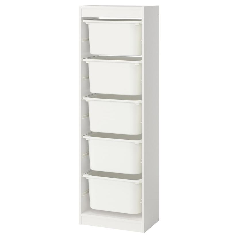 TROFAST — комбинация д/хранения+контейнеры, белый/белый, 46x30x145 см