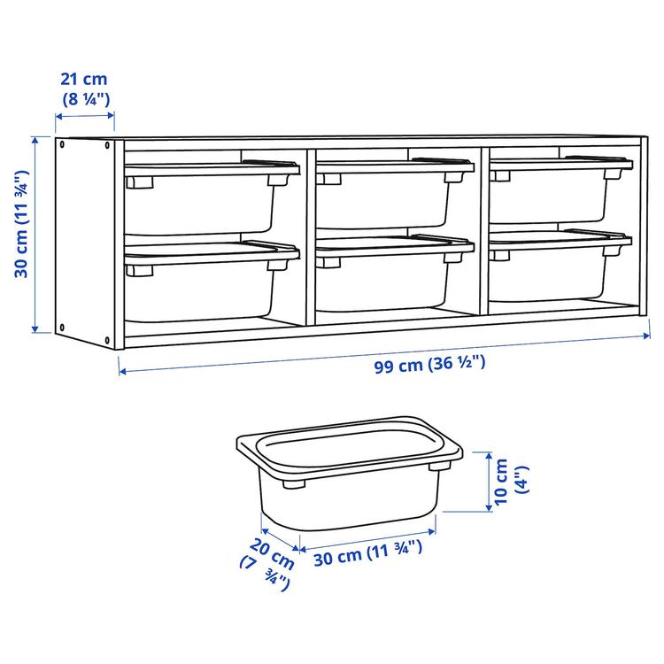 настенный модуль для хранения, белый/белый, 99x21x30 см dimensions