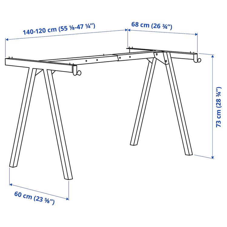 подстолье для столешницы, белый, 140/160 см dimensions