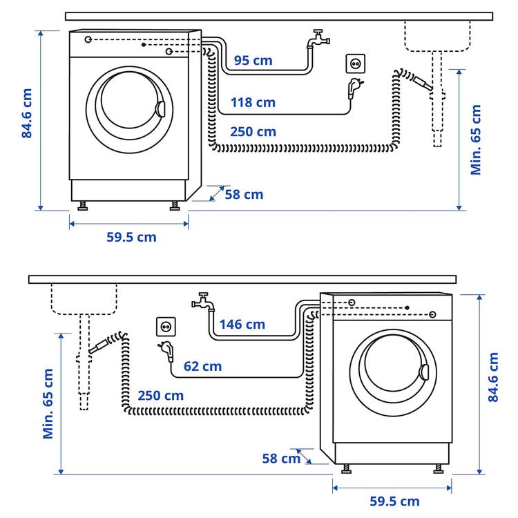 стиральная/сушильная машина, IKEA 500, 8/5 кг dimensions