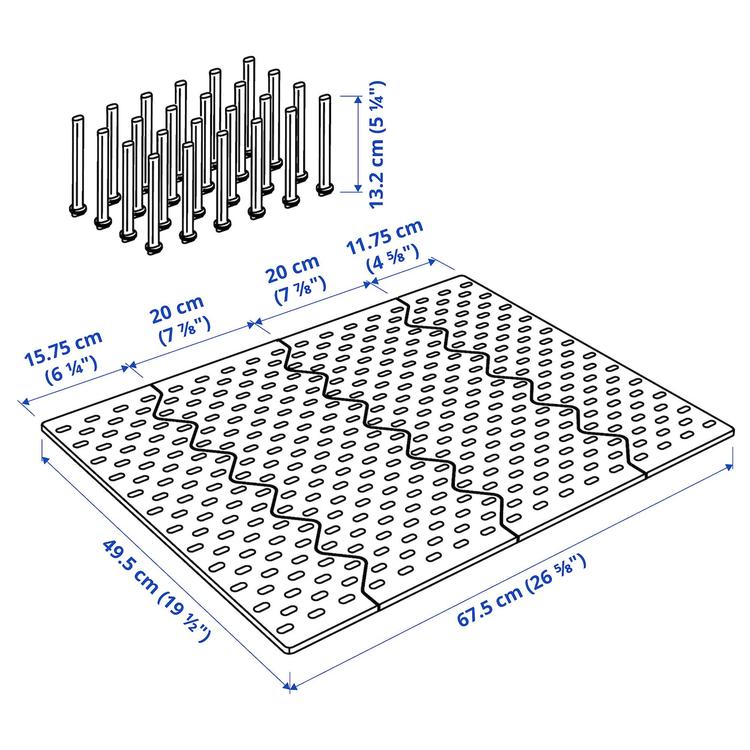 перфорированная панель ящика, антрацит, 80 см dimensions