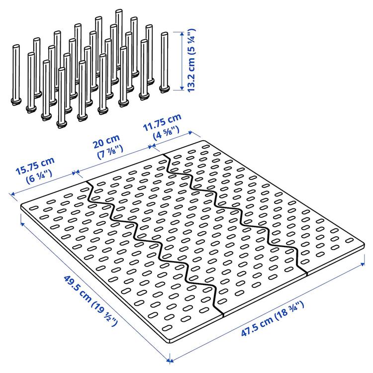 перфорированная панель ящика, антрацит, 60 см dimensions
