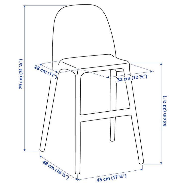 детский стул, белый dimensions