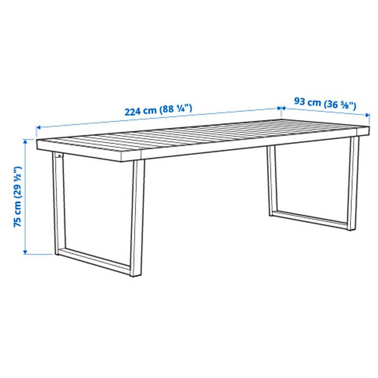 садовый стол, темно-серый, 224x93 см dimensions