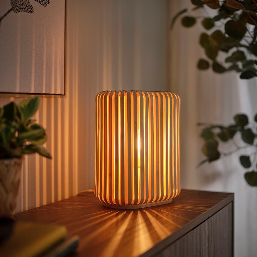 VARPTROSS — Lampa stołowa, bambus, 