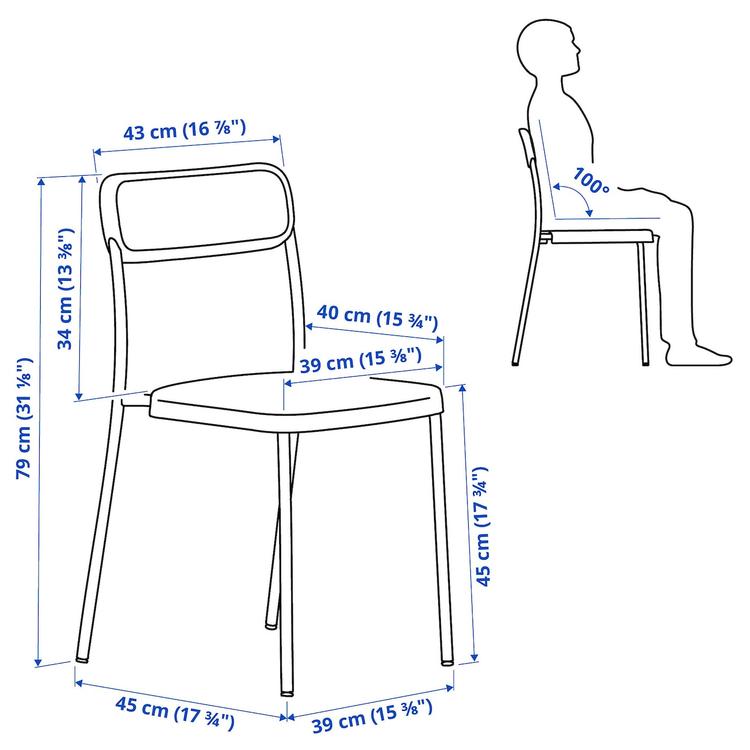 стул, белый dimensions