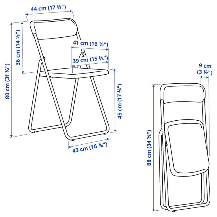 стул складной, красный dimensions