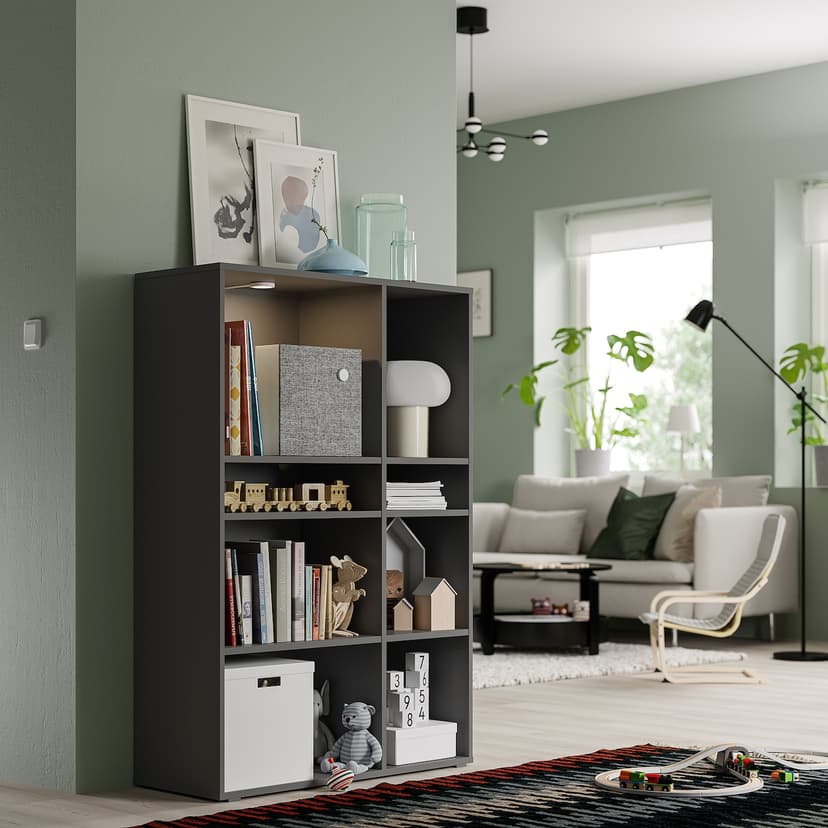 VIHALS — стеллаж с 6 полками, темно-серый, 95x37x140 см