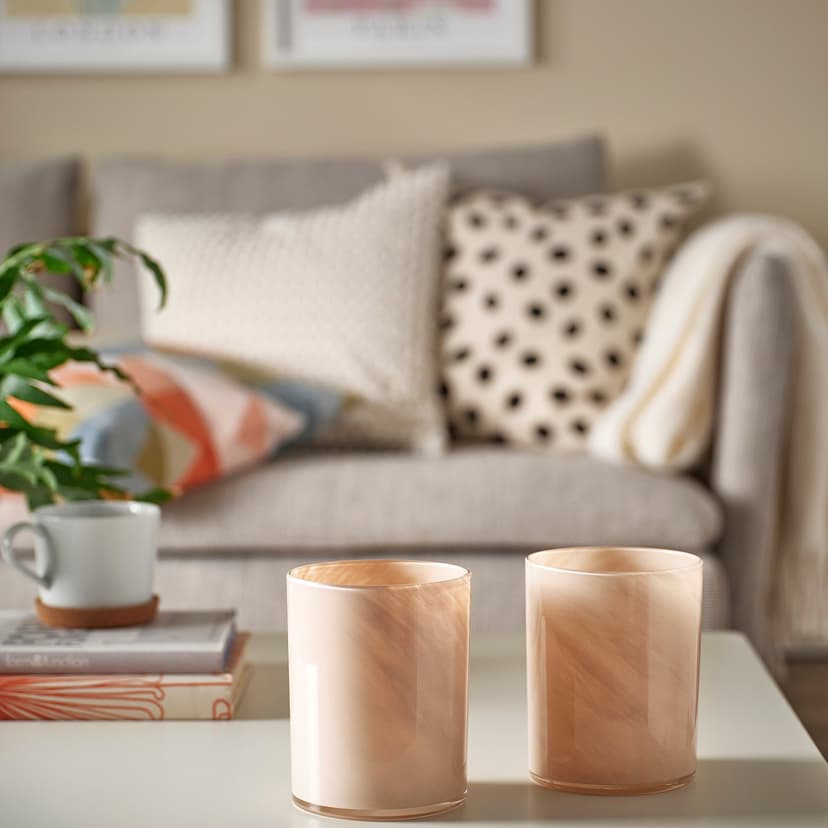 VINDSTILLA — подсвечник, бежевый, 15 см