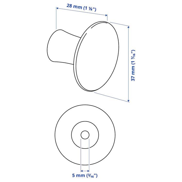 ручка мебельная, коричневый, 37 мм dimensions