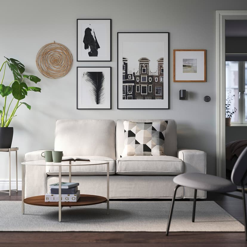 VITTSJÖ — журнальный стол, светло-бежевый/стекло, 75 см