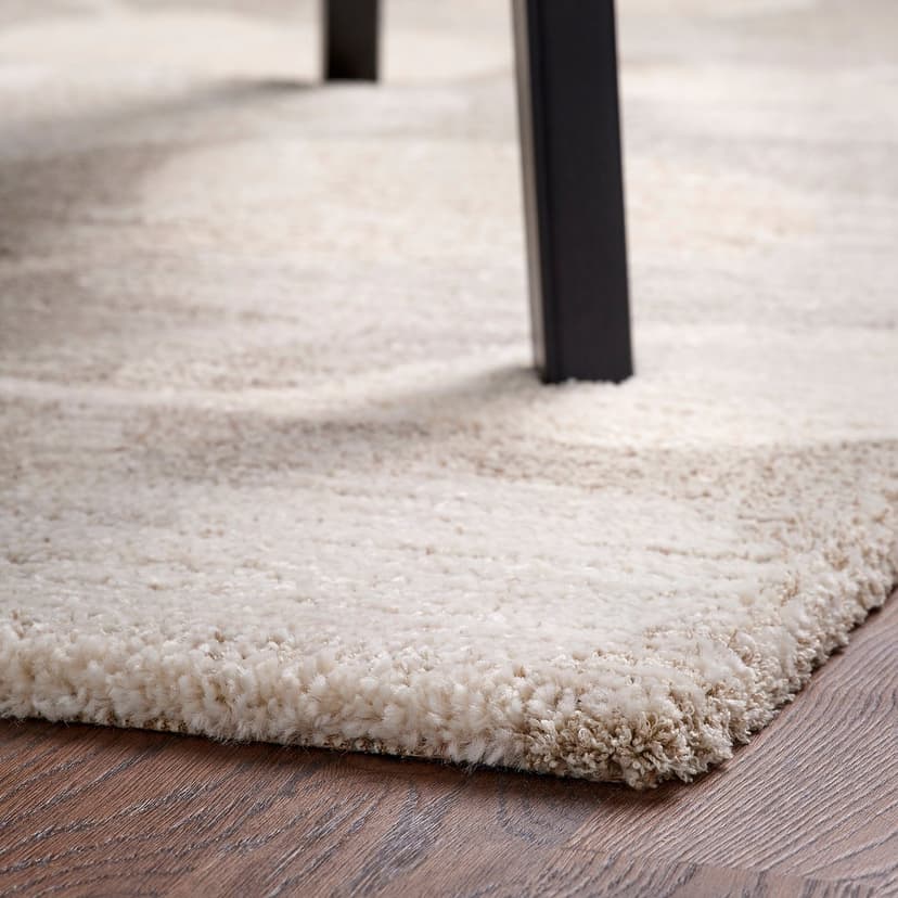 ÄLSKEGRAS — Dywan z krótkim włosiem, szary beżowy/wzór w liście,