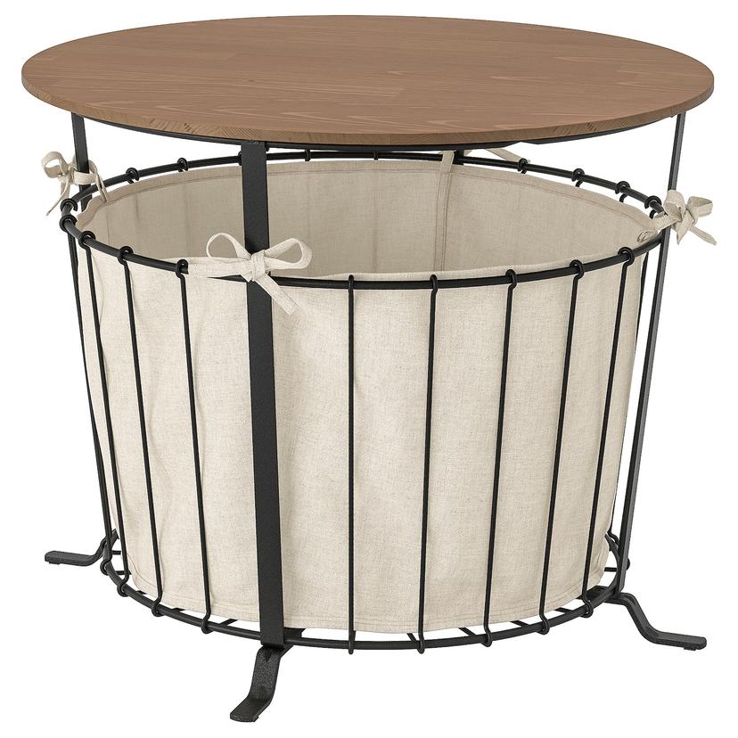 ÄNGESBYN — столик с отделениями д/хранения, черный/сосна светло-коричневая морилка, 60 см