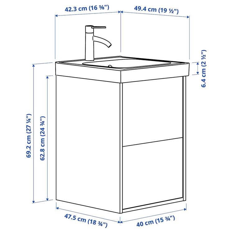 шкаф с ящиками/раковина/смеситель dimensions