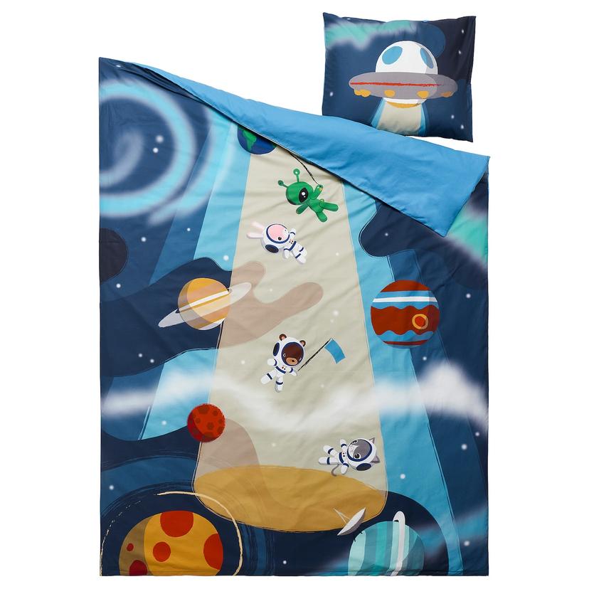 AFTONSPARV — Пододеяльник и наволочка, космический/синий