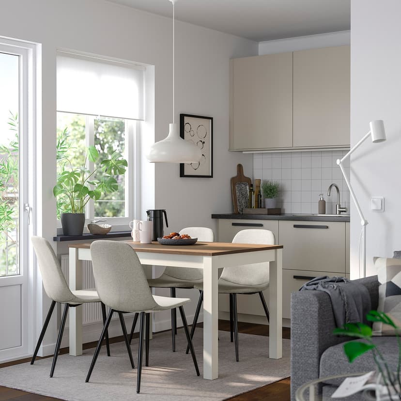 ÅLHULT / NORDMANSSKÄR — Stół i 4 krzesła, beż/brąz/Tonerud szary czarny,