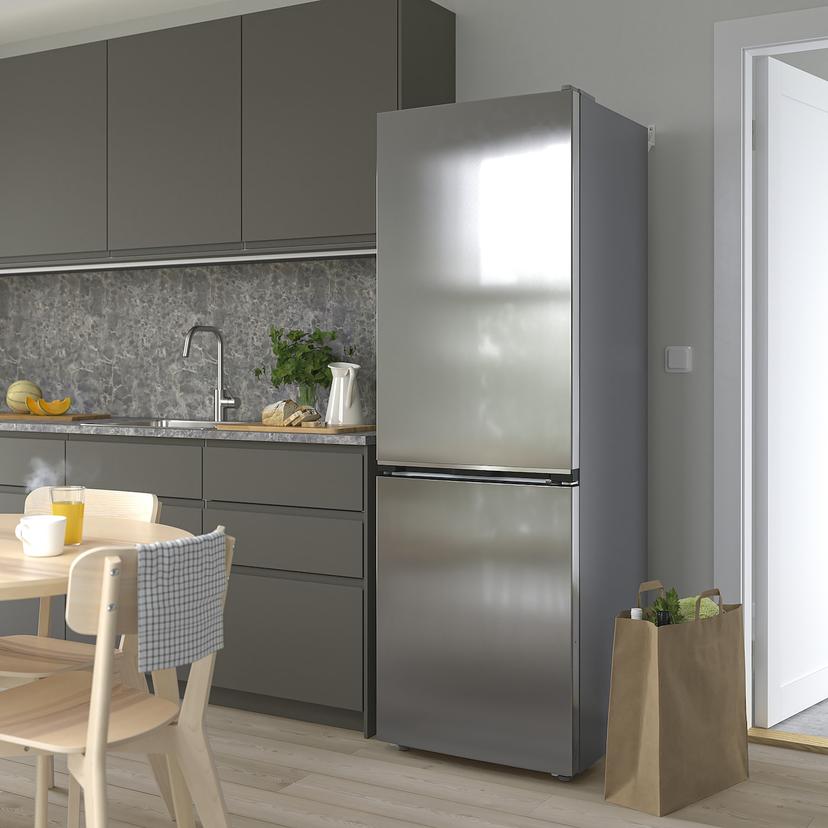 ALINGSÅS — холодильник/ морозильник, IKEA 500 отдельно стоящий/нержавеющая сталь, 210/106 л