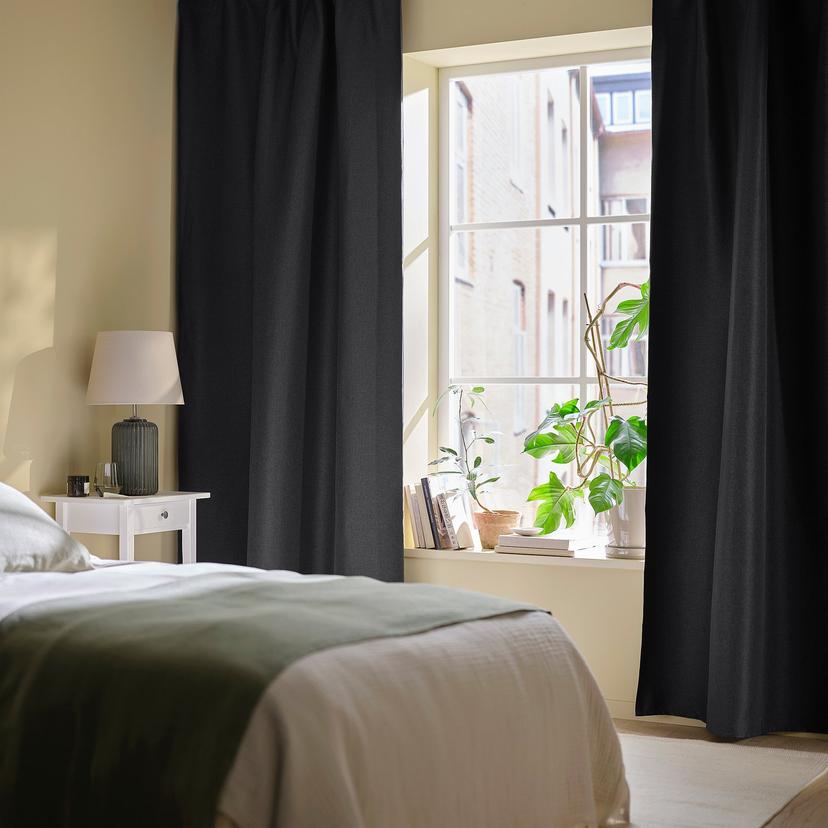 ANNAKAJSA — Затемняющие шторы, 1 пара, антрацит/лента