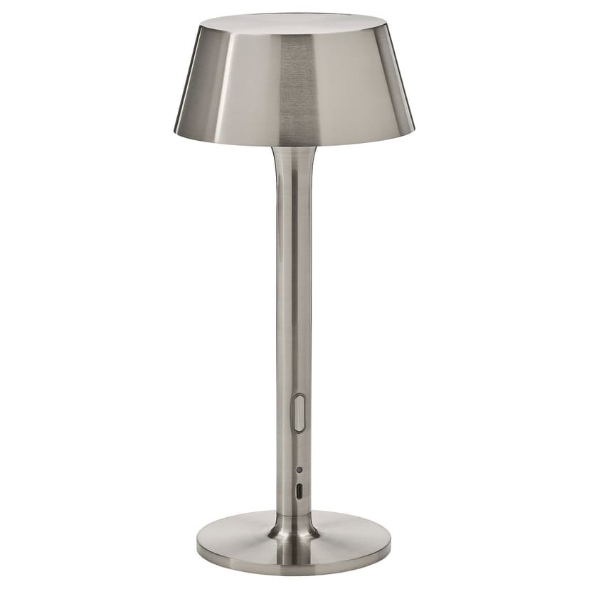 AVHÅLL — Przenośna lampa LED, na baterie można przyciemniać/niklowano na zewnątrz,