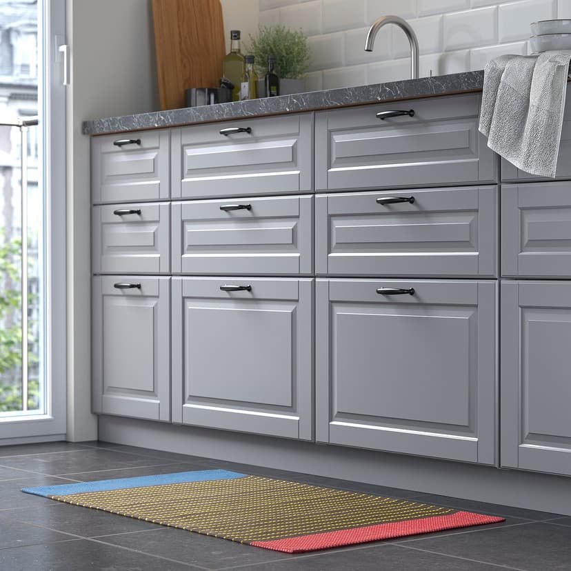 BÄRTRÅD — ковер, безворсовый, разноцветный/орнамент «полоска», 60x90 см