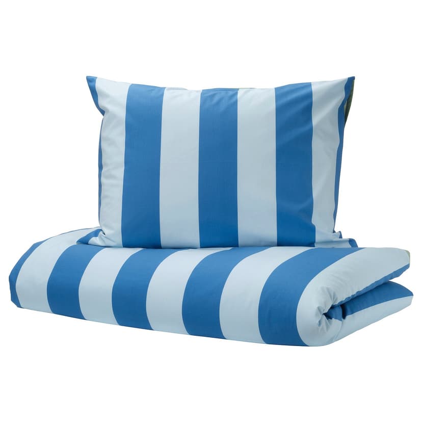 BARNDRÖM — Poszwa na kołdrę i poszewka, niebieski zielony/wzór w paski,