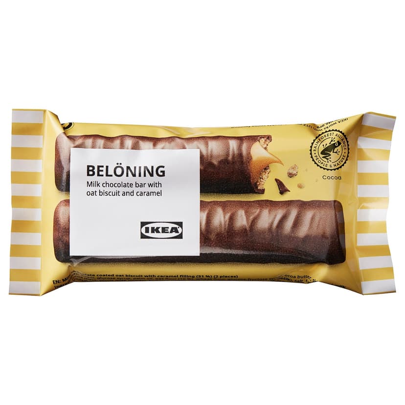 BELÖNING — молочный шоколад, с овсяным печеньем и карамелью Cертифицировано Rainforest Alliance, 40 гр