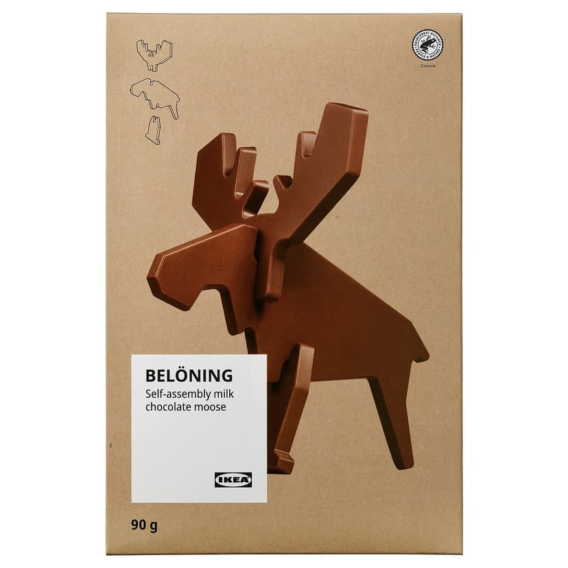BELÖNING — Łoś z czekolady mlecznej, do samodzielnego montażu z certyfikatem Rainforest Alliance,