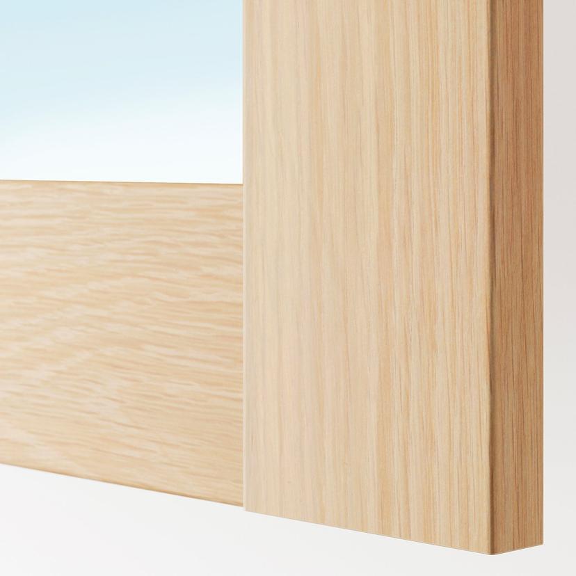 BERGSBO — Зеркальные двери с петлями Amort, имитация дуба, тонированные в белый цвет.