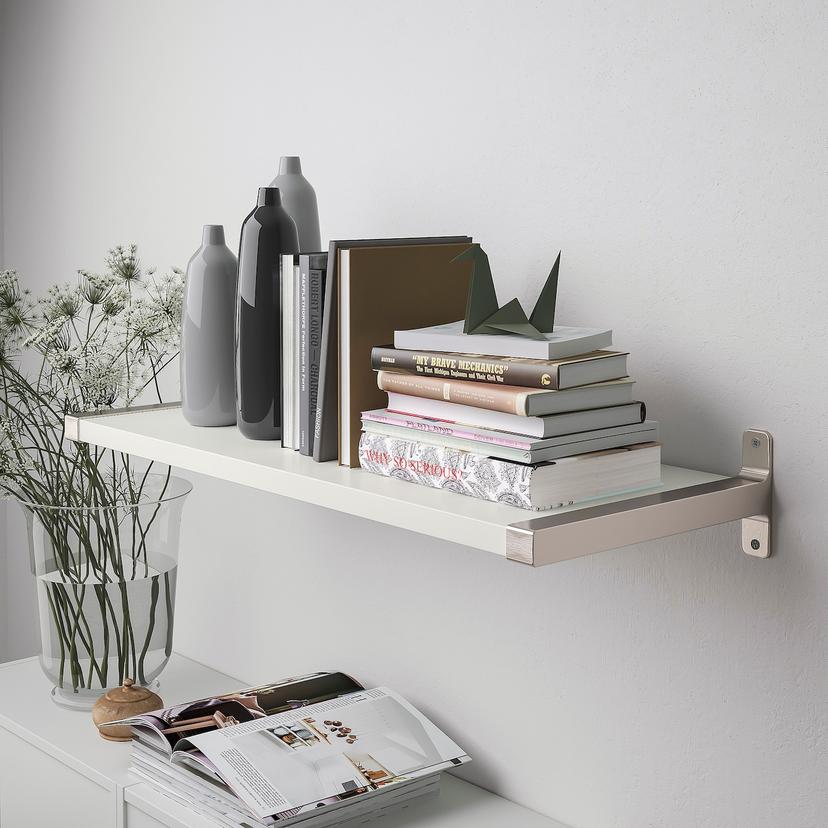 BERGSHULT / GRANHULT — Настенная полка, белая/никелированная