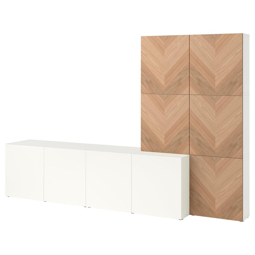 BESTÅ — Комбинация с дверями, белый дуб Лаппвикен/Хедевикен.