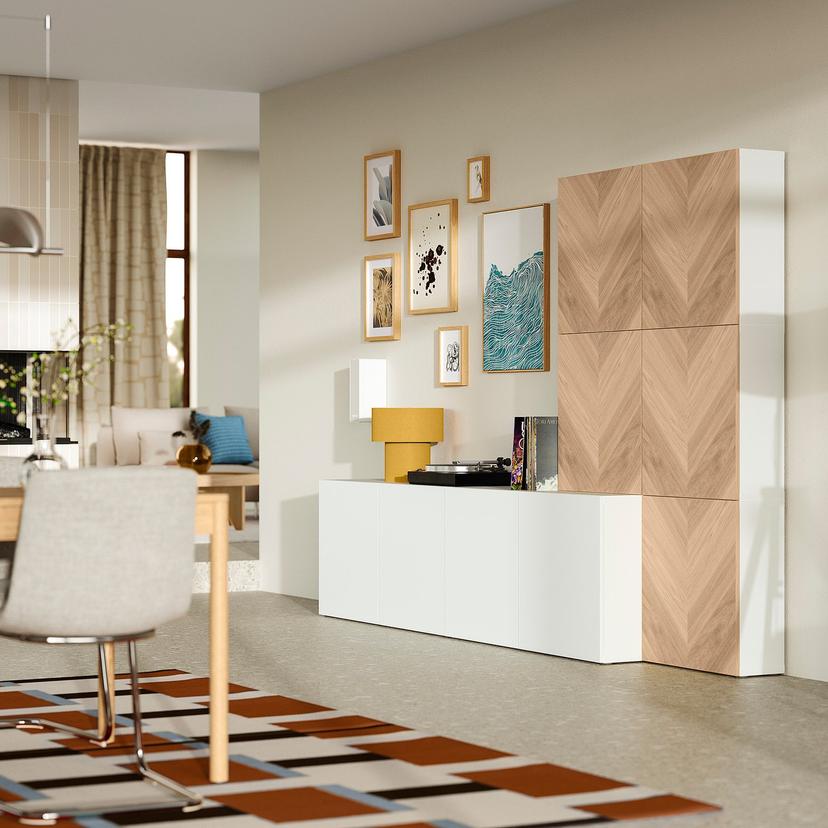 BESTÅ — Комбинация с дверями, белый дуб Лаппвикен/Хедевикен.