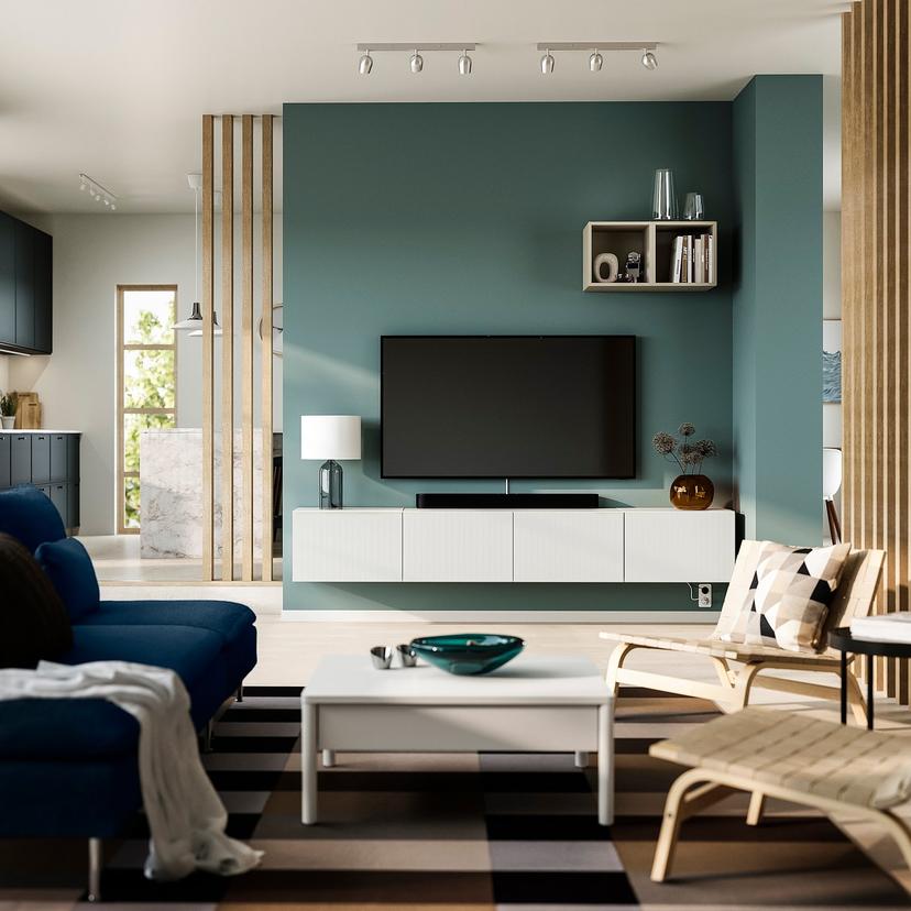 BESTÅ — Тумба под телевизор с дверцами, белая/Förvaltare white