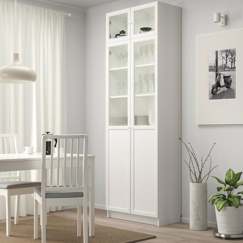 BILLY / OXBERG — Стеллаж с надстройкой / панельными / стеклянными дверцами, 80x41x237 см