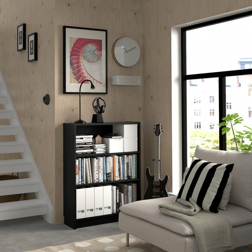 BILLY — стеллаж, черный под дуб, 80x28x106 см