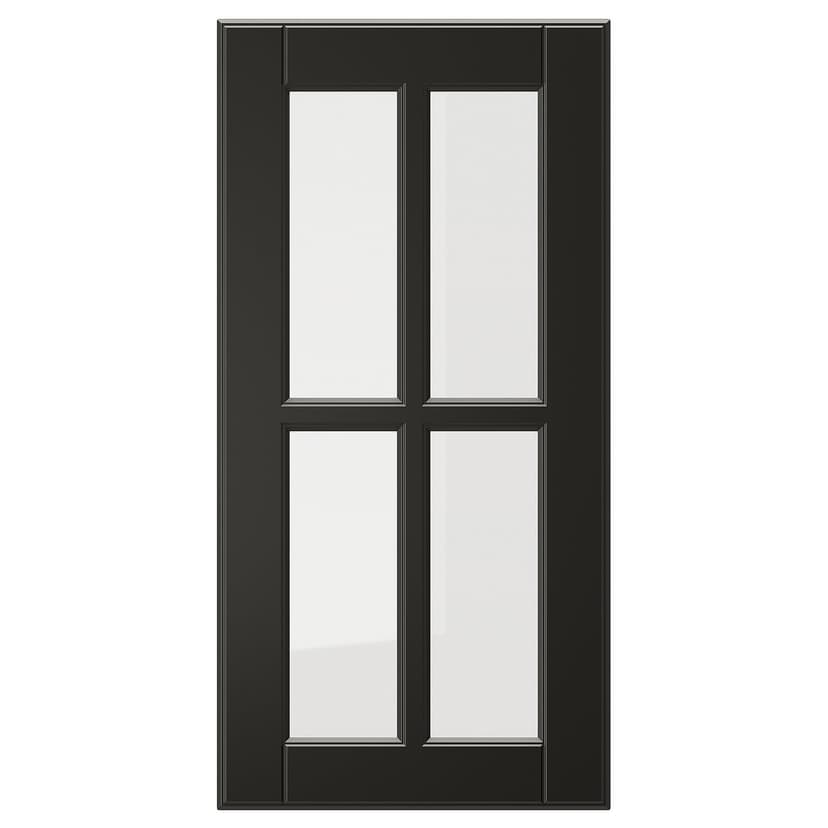 BODBYN — Стеклянная дверь, чёрный, 30x60 см
