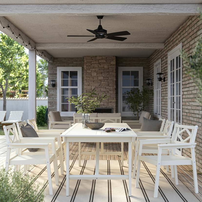 BONDHOLMEN — стол+6 кресел,д/сада, белый/бежевый