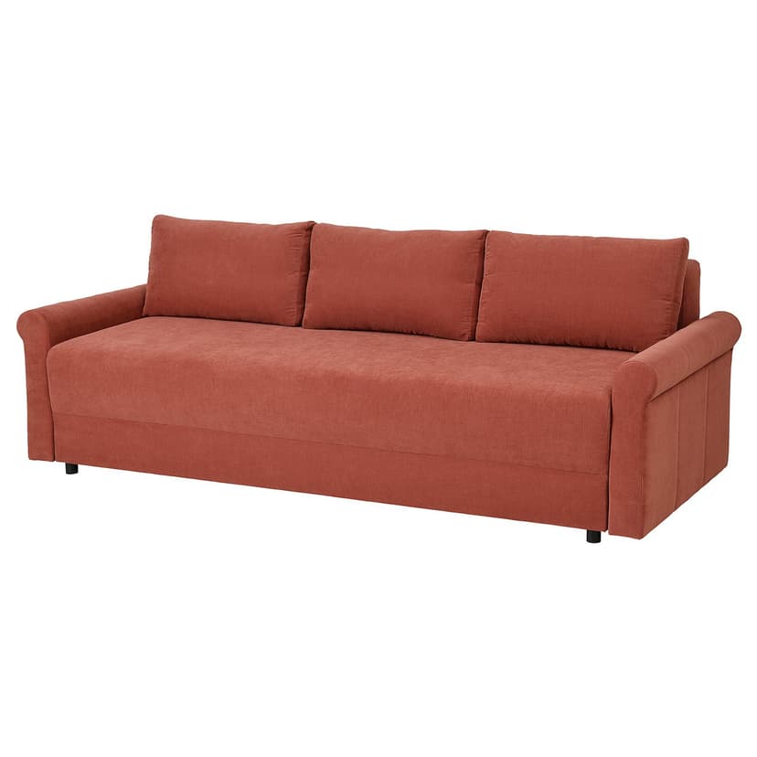 DÅNHULT — Sofa 3-osobowa, rozkładana, Silkeryd brązowoczerwony,