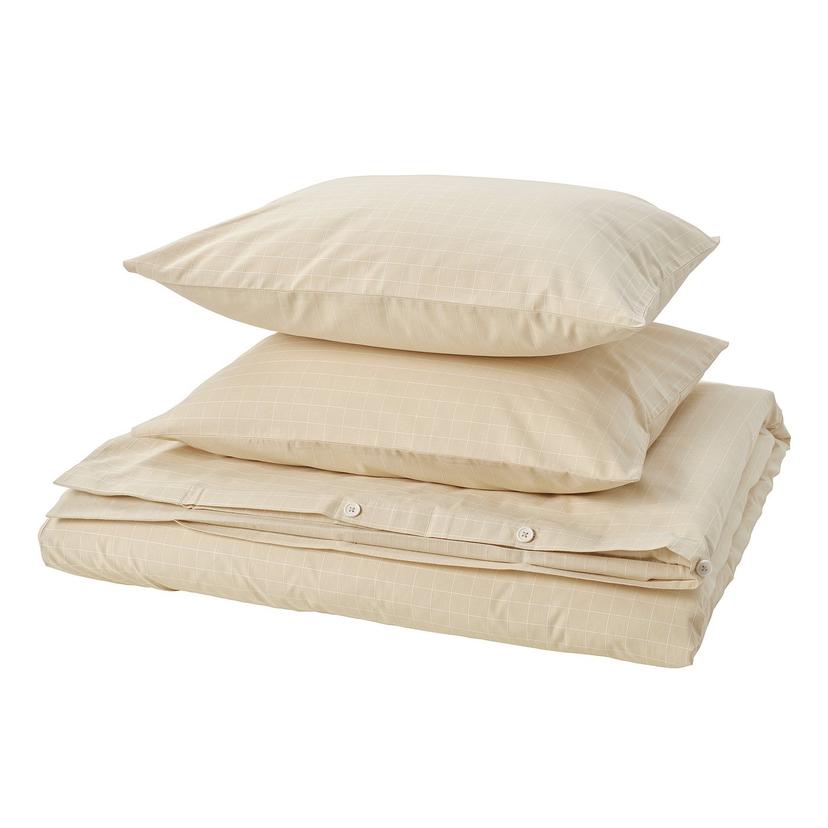 DOFTAKLEJA — Пододеяльник и 2 наволочки, бежево-белые