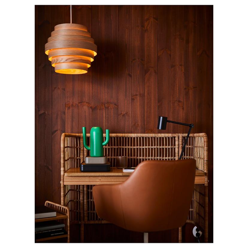 DYKARKLOCKA / HAVSDJUP — Подвесной светильник, белый/белый дубовый шпон