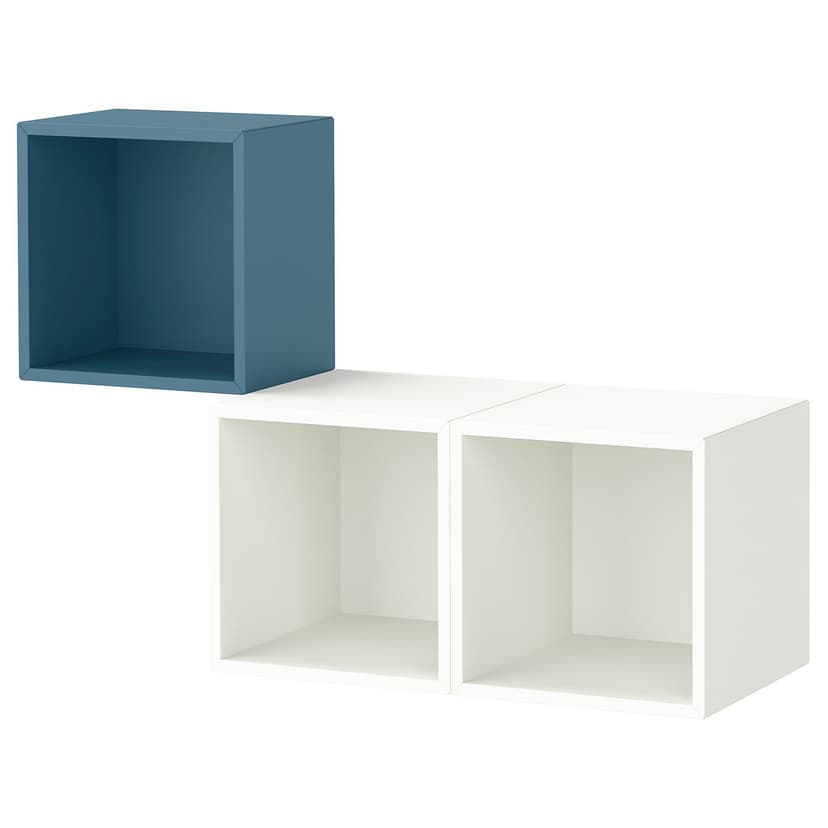 EKET — Комбинация настенных шкафов, серо-синий темный/белый, 105x35x70 см