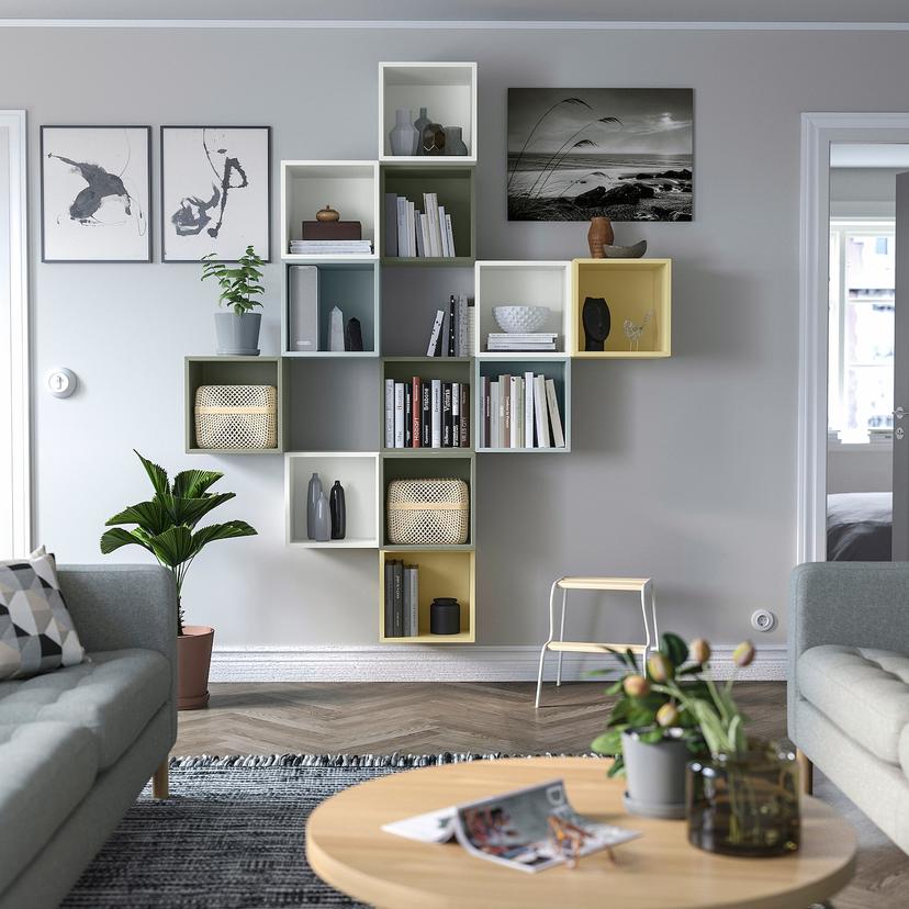 EKET — комбинация настенных шкафов, разноцветный/белый, 175x35x210 см