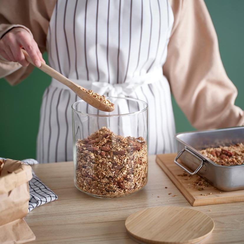 EKLATANT — Банка с крышкой, прозрачное стекло/бамбук