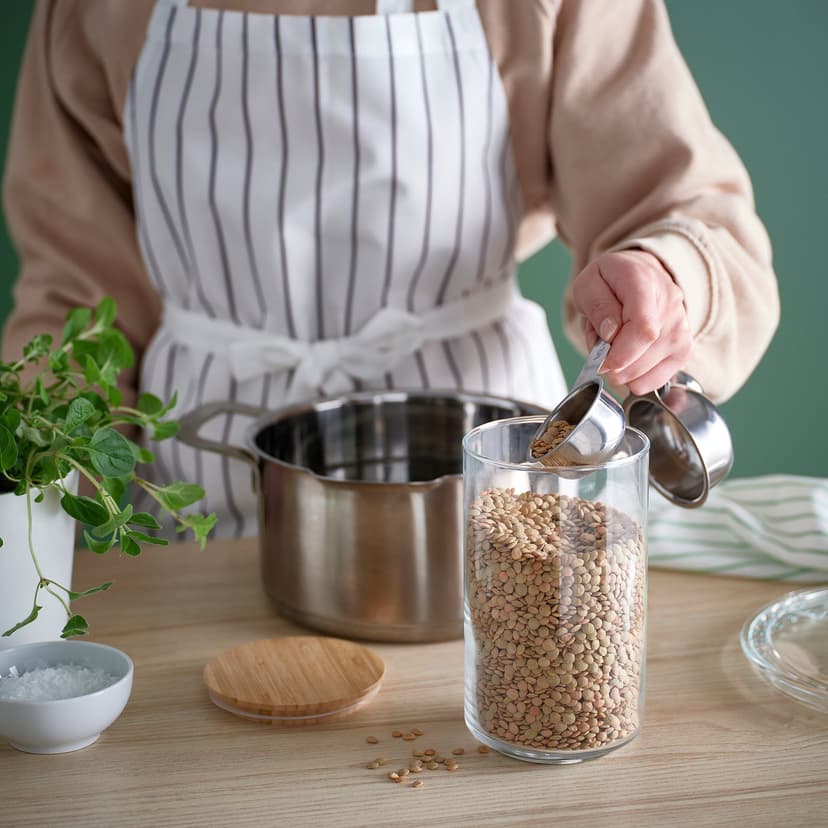 EKLATANT — Банка с крышкой, прозрачное стекло/бамбук