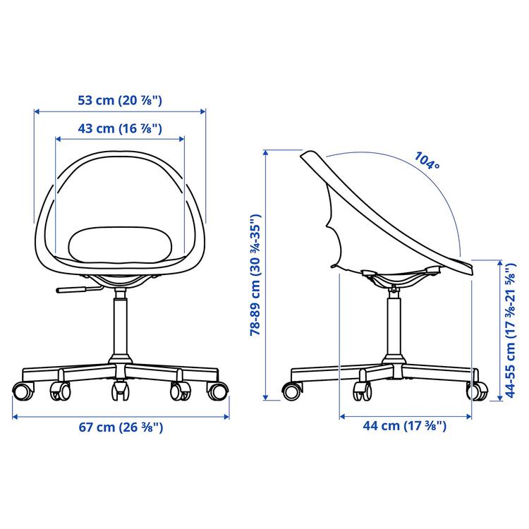рабочий стул + подушка, темно-серый черный/сиреневый dimensions