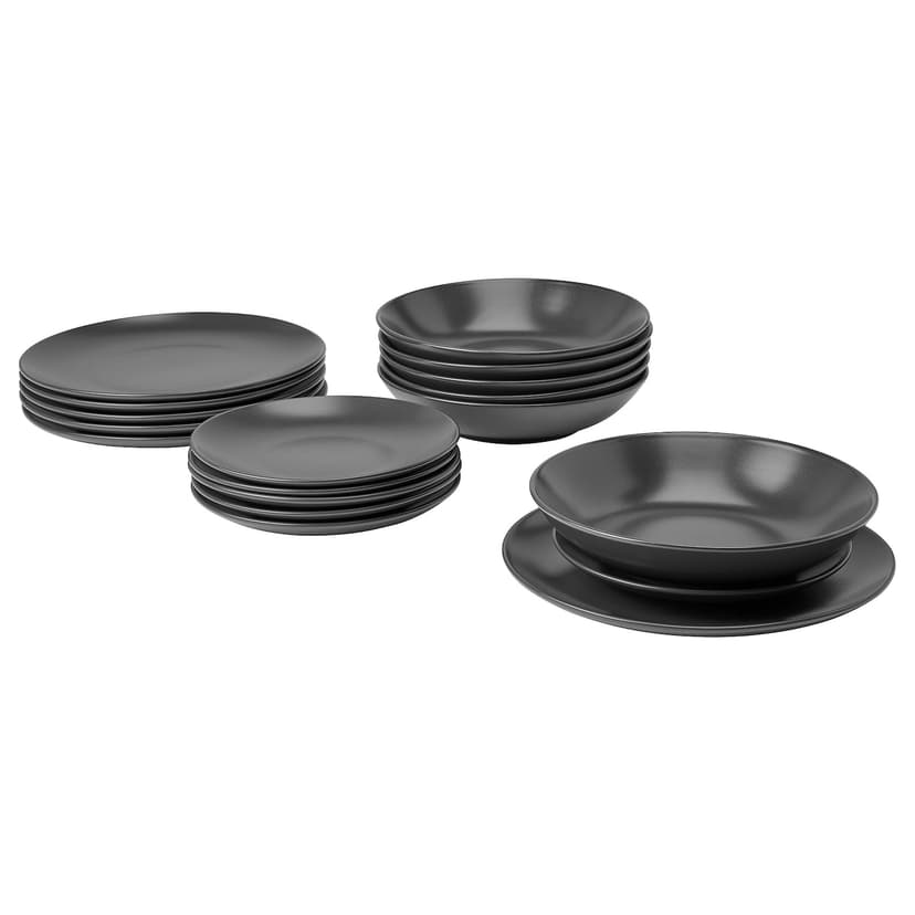FÄRGKLAR — Serwis, 18 szt., Matowy ciemnoszary,